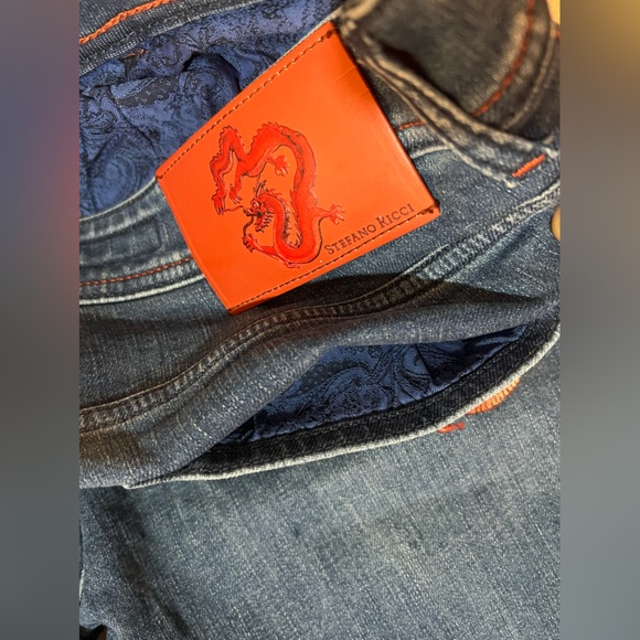 Stefano Ricci straight leg denim jeans custom hand painted dragon 🐉 - Picture 4 of 16